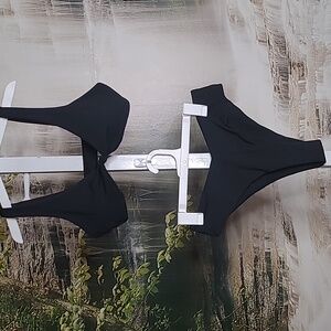 New! Womens Large black twist knot 2 piece Brazilian thong bikini swim suit